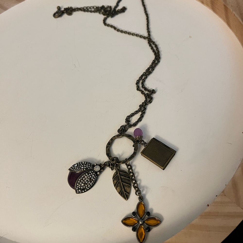 Chico's Purple and Gold Charm Necklace
